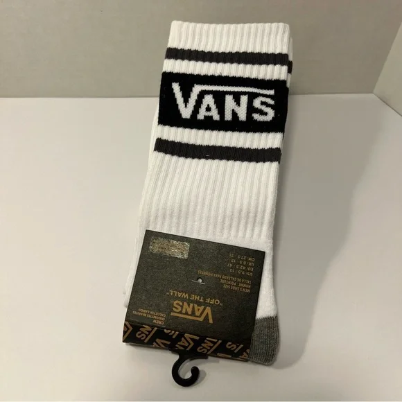 VANS Drop V Men’s Crew Socks in Black/ White/ Grey M9.5-13 W11-14.5 - Picture 4 of 4